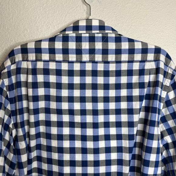 Tommy Hilfiger Sz 17/34-35 Slim Fit Long Sleeve Blue Checked Dress Shirt - Picture 3 of 10